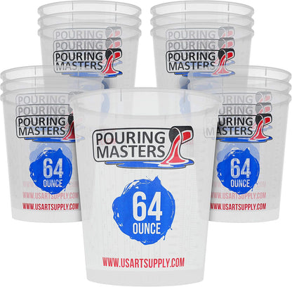 5 Oz (150 ml) Liquid Measuring Cups - Plastic Graduated Cup (50 Pack) with 25 Sticks - Reusable Mixing Cups for Paint, Craft, Kitchen, Lab, Medical Supplies, Epoxy Resin, Art