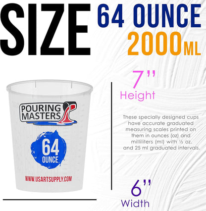 5 Oz (150 ml) Liquid Measuring Cups - Plastic Graduated Cup (50 Pack) with 25 Sticks - Reusable Mixing Cups for Paint, Craft, Kitchen, Lab, Medical Supplies, Epoxy Resin, Art