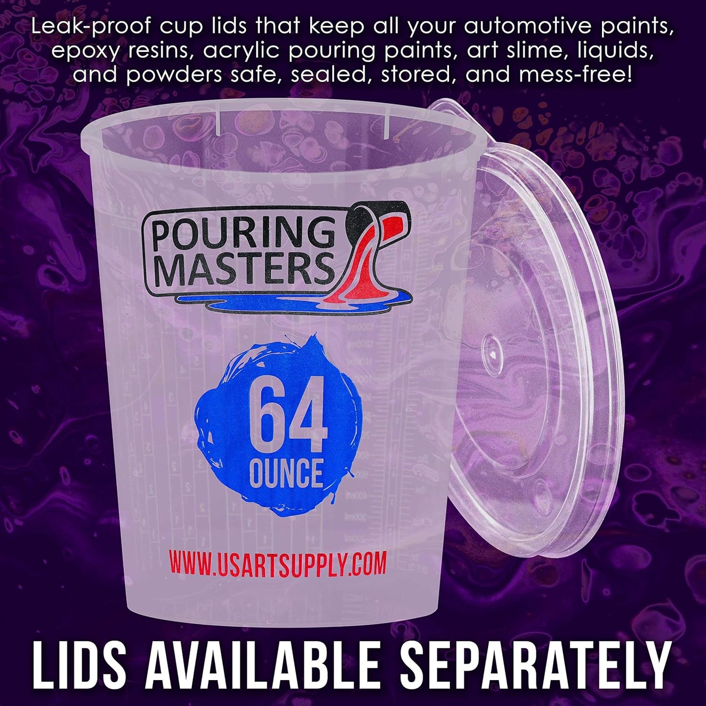 5 Oz (150 ml) Liquid Measuring Cups - Plastic Graduated Cup (50 Pack) with 25 Sticks - Reusable Mixing Cups for Paint, Craft, Kitchen, Lab, Medical Supplies, Epoxy Resin, Art