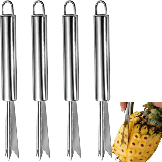 4 Pcs Pineapple Eye Remover Tool Set Stainless Steel Peeler Cutter Multifunctional Fruit Slicer Corer for Peel Peeler Pinapple Cut Kitchen Tools and Accessories