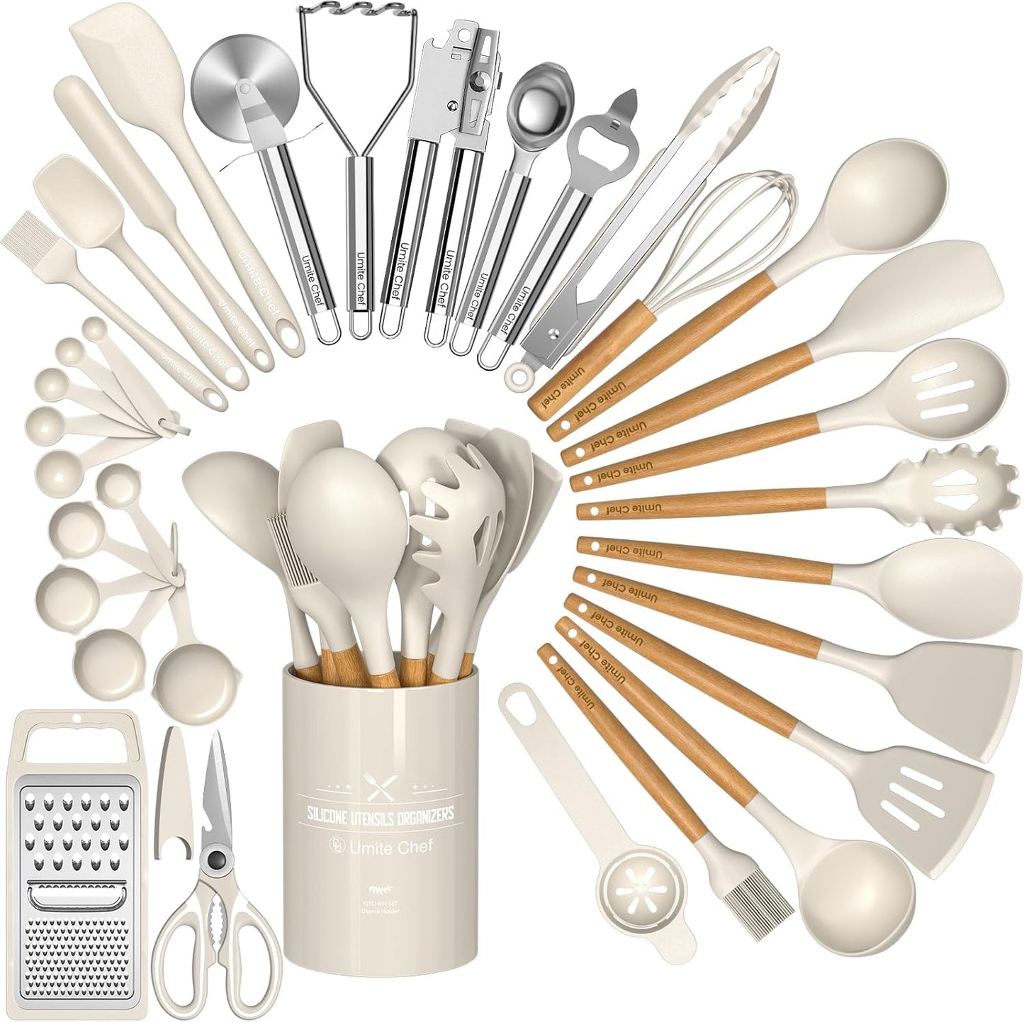 Food Grade Thickened Silicone (Stainless Steel Core) Kitchen Gadgets Tools Set - Kitchen Cooking Utensils Set, Heat Resistant Kitchen Spatula Tools Set