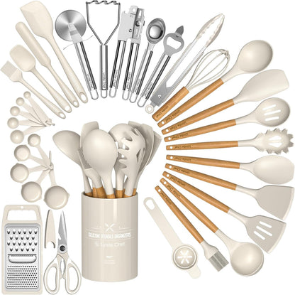 Food Grade Thickened Silicone (Stainless Steel Core) Kitchen Gadgets Tools Set - Kitchen Cooking Utensils Set, Heat Resistant Kitchen Spatula Tools Set