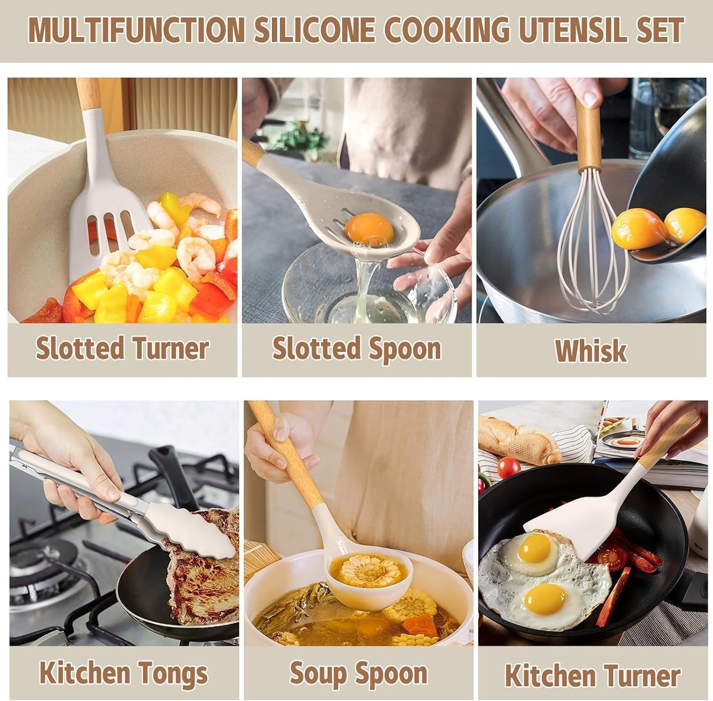 Food Grade Thickened Silicone (Stainless Steel Core) Kitchen Gadgets Tools Set - Kitchen Cooking Utensils Set, Heat Resistant Kitchen Spatula Tools Set