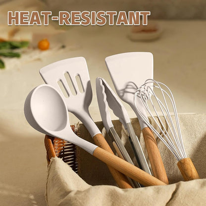 Food Grade Thickened Silicone (Stainless Steel Core) Kitchen Gadgets Tools Set - Kitchen Cooking Utensils Set, Heat Resistant Kitchen Spatula Tools Set