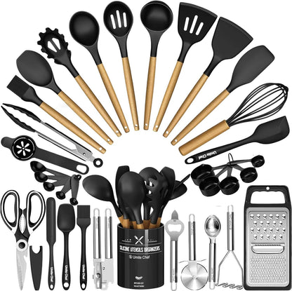 Food Grade Thickened Silicone (Stainless Steel Core) Kitchen Gadgets Tools Set - Kitchen Cooking Utensils Set, Heat Resistant Kitchen Spatula Tools Set