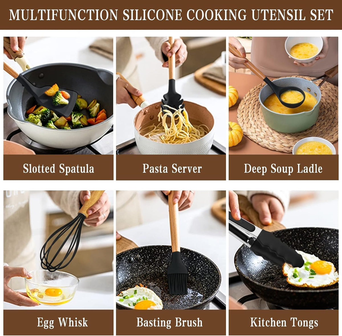 Food Grade Thickened Silicone (Stainless Steel Core) Kitchen Gadgets Tools Set - Kitchen Cooking Utensils Set, Heat Resistant Kitchen Spatula Tools Set