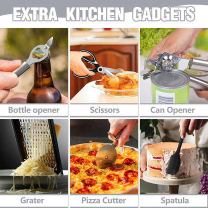 Food Grade Thickened Silicone (Stainless Steel Core) Kitchen Gadgets Tools Set - Kitchen Cooking Utensils Set, Heat Resistant Kitchen Spatula Tools Set