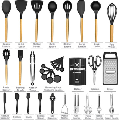 Food Grade Thickened Silicone (Stainless Steel Core) Kitchen Gadgets Tools Set - Kitchen Cooking Utensils Set, Heat Resistant Kitchen Spatula Tools Set