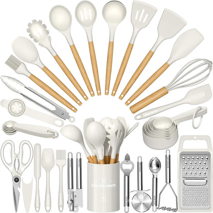 Food Grade Thickened Silicone (Stainless Steel Core) Kitchen Gadgets Tools Set - Kitchen Cooking Utensils Set, Heat Resistant Kitchen Spatula Tools Set
