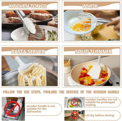 Food Grade Thickened Silicone (Stainless Steel Core) Kitchen Gadgets Tools Set - Kitchen Cooking Utensils Set, Heat Resistant Kitchen Spatula Tools Set
