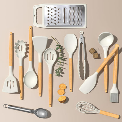 Food Grade Thickened Silicone (Stainless Steel Core) Kitchen Gadgets Tools Set - Kitchen Cooking Utensils Set, Heat Resistant Kitchen Spatula Tools Set