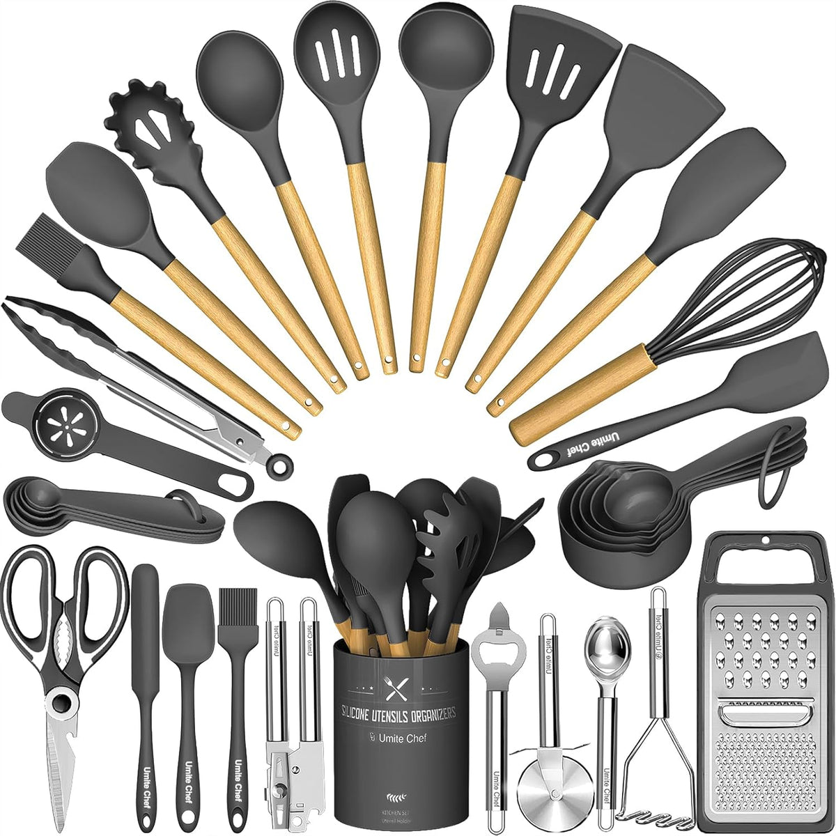 Food Grade Thickened Silicone (Stainless Steel Core) Kitchen Gadgets Tools Set - Kitchen Cooking Utensils Set, Heat Resistant Kitchen Spatula Tools Set