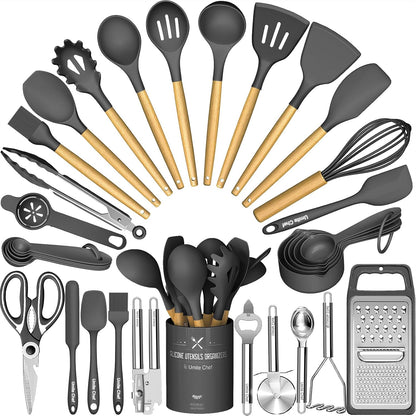 Food Grade Thickened Silicone (Stainless Steel Core) Kitchen Gadgets Tools Set - Kitchen Cooking Utensils Set, Heat Resistant Kitchen Spatula Tools Set