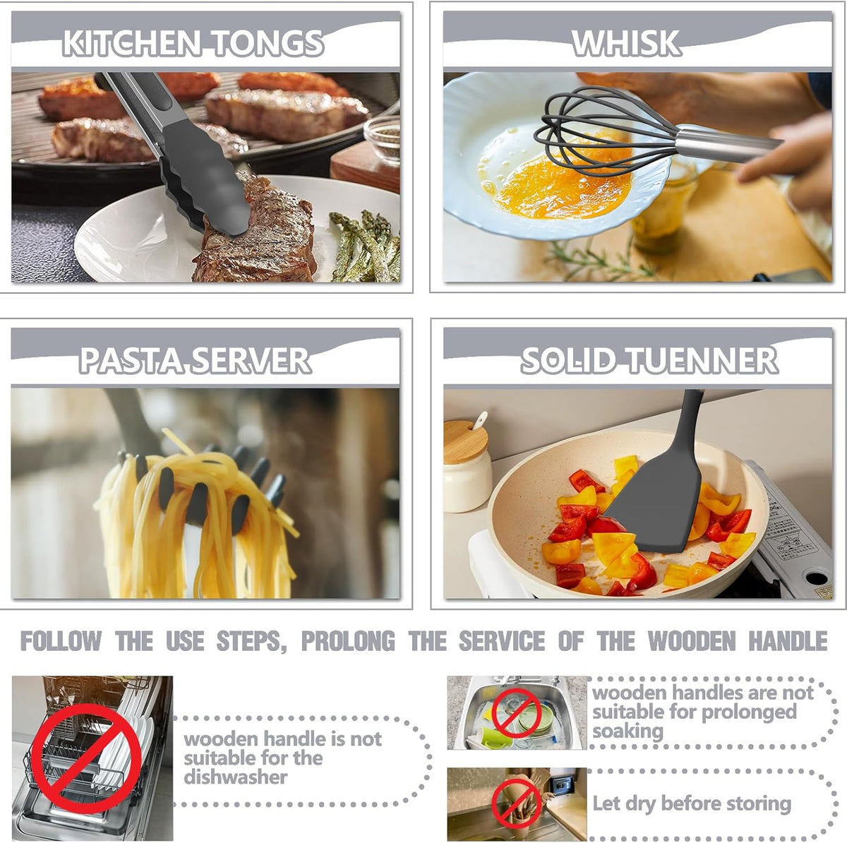 Food Grade Thickened Silicone (Stainless Steel Core) Kitchen Gadgets Tools Set - Kitchen Cooking Utensils Set, Heat Resistant Kitchen Spatula Tools Set