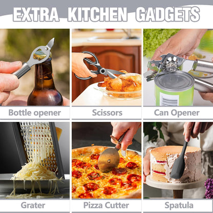 Food Grade Thickened Silicone (Stainless Steel Core) Kitchen Gadgets Tools Set - Kitchen Cooking Utensils Set, Heat Resistant Kitchen Spatula Tools Set