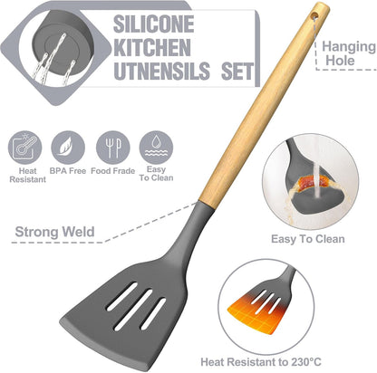 Food Grade Thickened Silicone (Stainless Steel Core) Kitchen Gadgets Tools Set - Kitchen Cooking Utensils Set, Heat Resistant Kitchen Spatula Tools Set