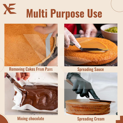 XE Cake Icing Spatula – 21cm Stainless steel Angled Palette Knife with Non-Slip Wooden Handle, Ideal Frosting spatula for Pastry & Cakes, Offset Spatula for Decorating Desserts
