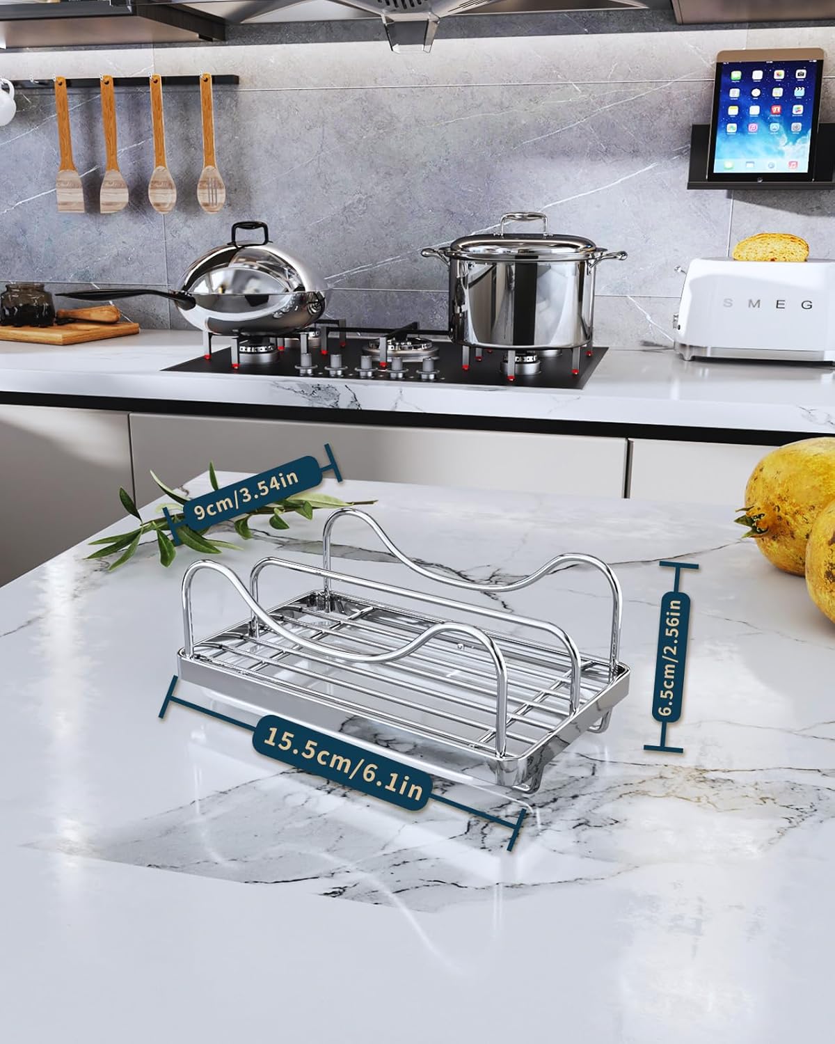 Sponge Holder for Kitchen Sink - Movable Sink Caddy for Countertop Organizer, 304 Stainless Steel Sponge Holder with Detachable Drip Tray for Kitchen Accessories-Silver