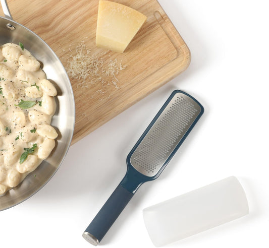 Edge Stainless Steel Handheld Cheese Grater W/Cover & Rubber Handle - Navy Blue