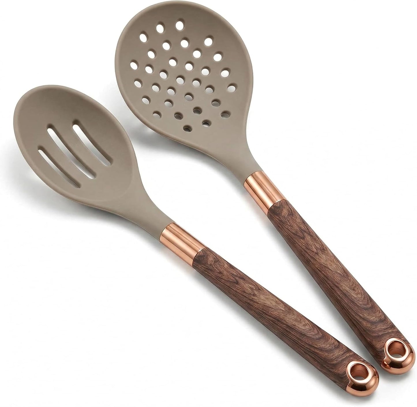 Slotted Spoon & Skimmer Spoon 2 PC, 13" Silicone Kitchen Strainer Skimmer for Straining Pasta/Cooking/Frying, Non Stick Kitchen Utensils Pasta Spoons.