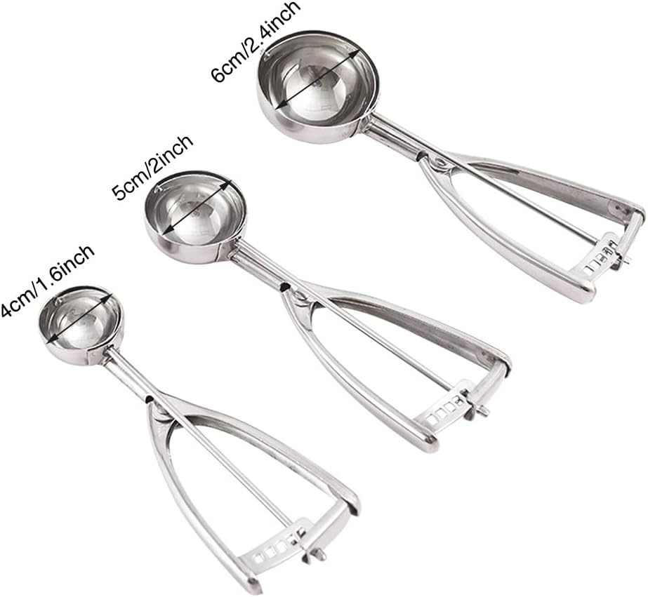 Melon baller Scoop, Melon Baller, Ice Cream Scoop Cookie Scoops Cookie Scoops for Baking Set of 3 Include L/M/S for Fruit, Cupcake Ice Cream waffle(3PCS)