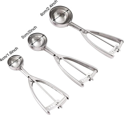 Melon baller Scoop, Melon Baller, Ice Cream Scoop Cookie Scoops Cookie Scoops for Baking Set of 3 Include L/M/S for Fruit, Cupcake Ice Cream waffle(3PCS)