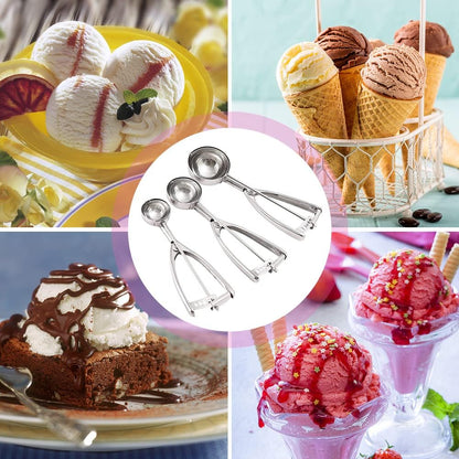 Melon baller Scoop, Melon Baller, Ice Cream Scoop Cookie Scoops Cookie Scoops for Baking Set of 3 Include L/M/S for Fruit, Cupcake Ice Cream waffle(3PCS)