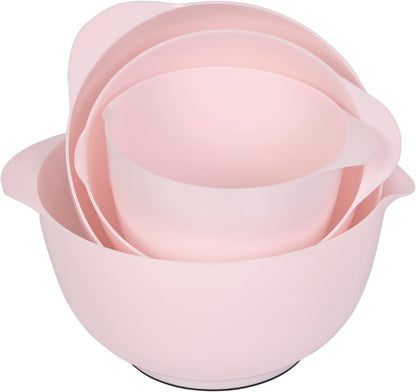 BoxedHome Mixing Bowls Set of 4, BPA Free Plastic,Microwave Safe, Pink
