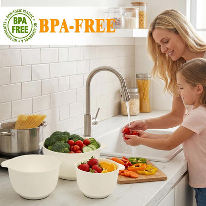 BoxedHome Mixing Bowls Set of 4, BPA Free Plastic,Microwave Safe, Pink