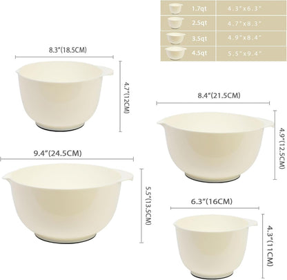 BoxedHome Mixing Bowls Set of 4, BPA Free Plastic,Microwave Safe, Pink