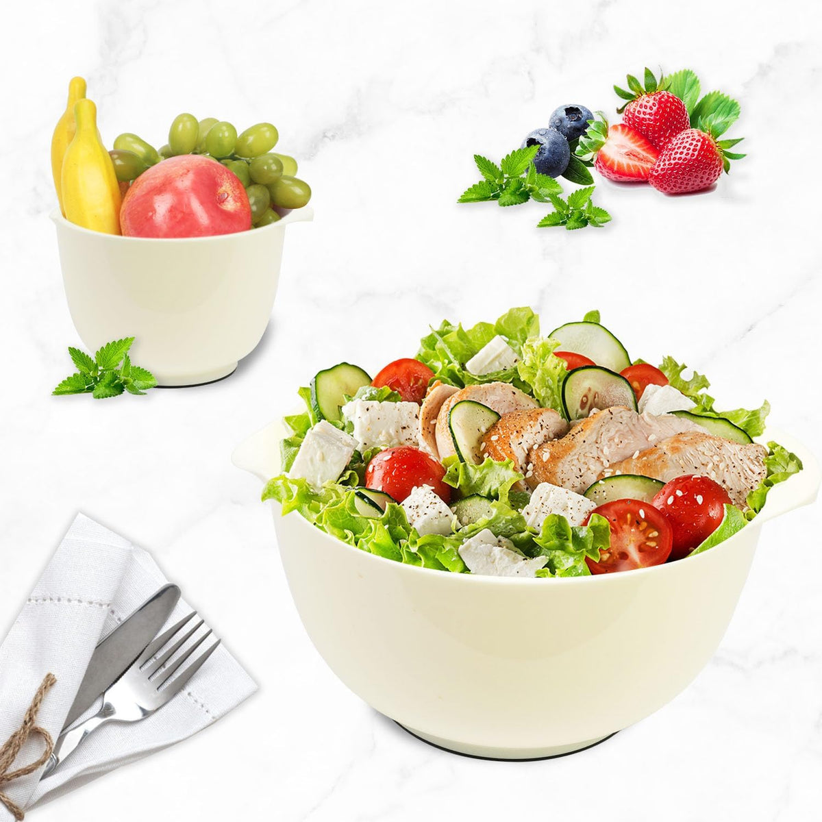 BoxedHome Mixing Bowls Set of 4, BPA Free Plastic,Microwave Safe, Pink