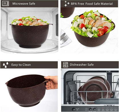 BoxedHome Mixing Bowls Set of 4, BPA Free Plastic,Microwave Safe, Pink