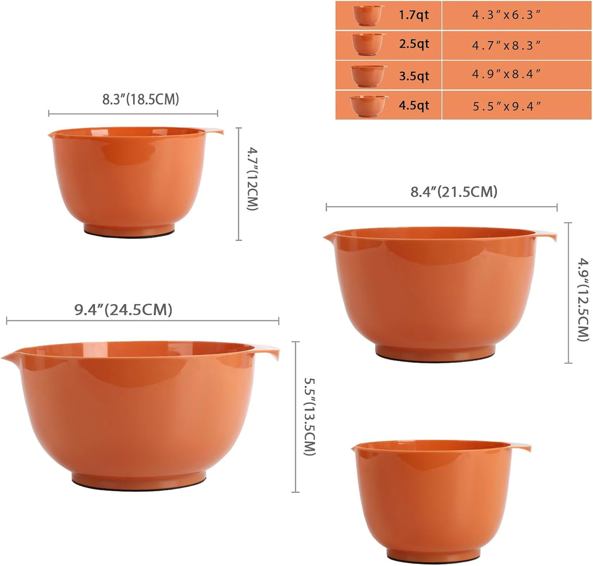 BoxedHome Mixing Bowls Set of 4, BPA Free Plastic,Microwave Safe, Pink