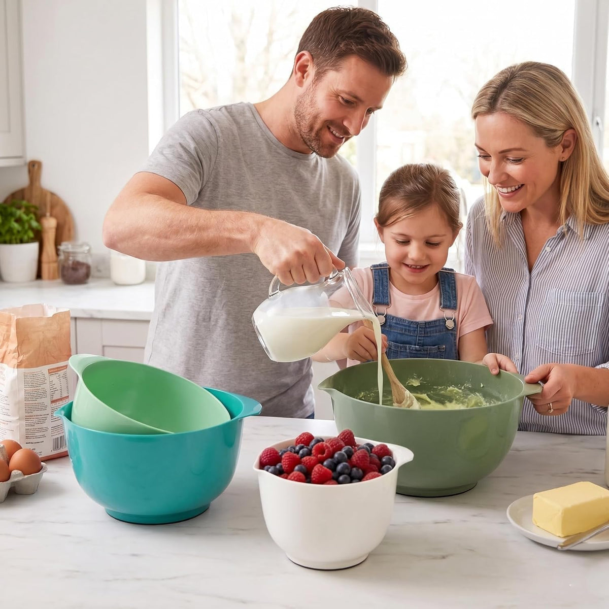 BoxedHome Mixing Bowls Set of 4, BPA Free Plastic,Microwave Safe, Pink