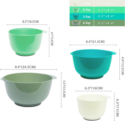 BoxedHome Mixing Bowls Set of 4, BPA Free Plastic,Microwave Safe, Pink