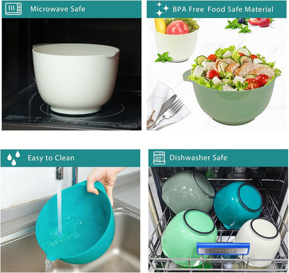 BoxedHome Mixing Bowls Set of 4, BPA Free Plastic,Microwave Safe, Pink