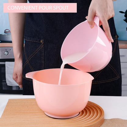 BoxedHome Mixing Bowls Set of 4, BPA Free Plastic,Microwave Safe, Pink