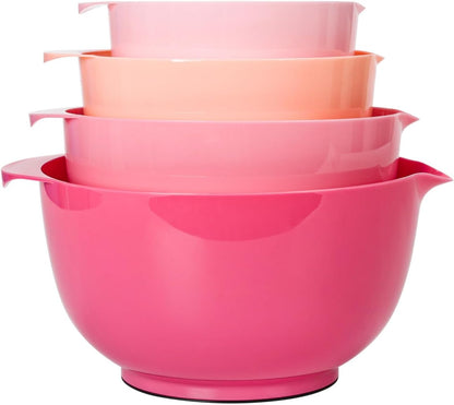 BoxedHome Mixing Bowls Set of 4, BPA Free Plastic,Microwave Safe, Pink