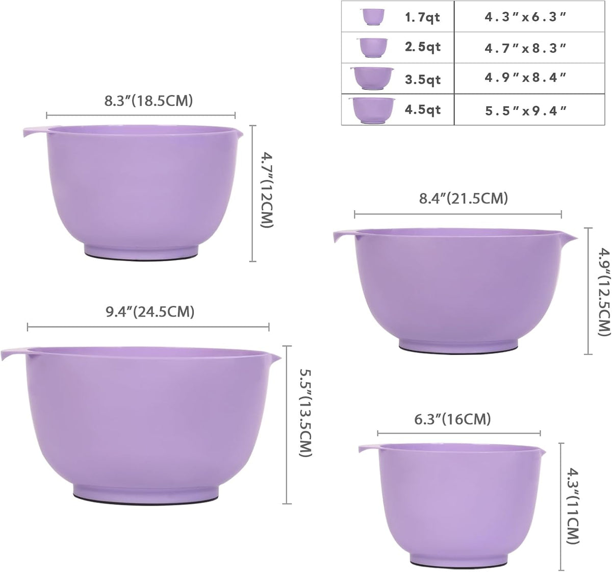 BoxedHome Mixing Bowls Set of 4, BPA Free Plastic,Microwave Safe, Pink