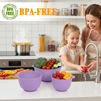 BoxedHome Mixing Bowls Set of 4, BPA Free Plastic,Microwave Safe, Pink