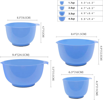 BoxedHome Mixing Bowls Set of 4, BPA Free Plastic,Microwave Safe, Pink