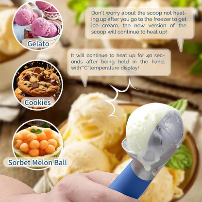 Heated Ice Cream Scoop Rechargeable, Electric Warming Ice Cream Scooper with LED Display, Heats to 158°F for Hard Ice Cream, Easy for Seniors & Kids, IP67 Waterproof (Black, 2 oz)