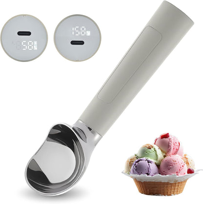 Heated Ice Cream Scoop Rechargeable, Electric Warming Ice Cream Scooper with LED Display, Heats to 158°F for Hard Ice Cream, Easy for Seniors & Kids, IP67 Waterproof (Black, 2 oz)