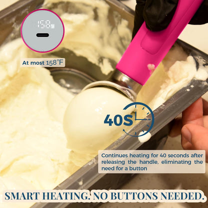 Heated Ice Cream Scoop Rechargeable, Electric Warming Ice Cream Scooper with LED Display, Heats to 158°F for Hard Ice Cream, Easy for Seniors & Kids, IP67 Waterproof (Black, 2 oz)