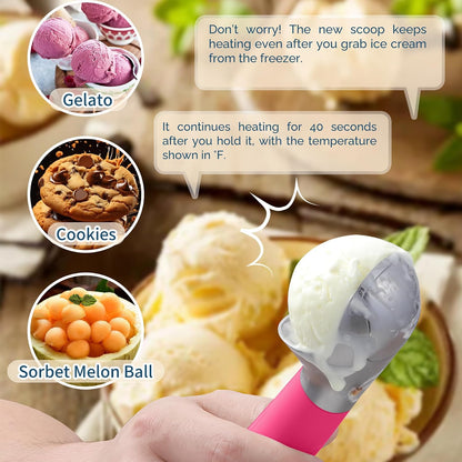 Heated Ice Cream Scoop Rechargeable, Electric Warming Ice Cream Scooper with LED Display, Heats to 158°F for Hard Ice Cream, Easy for Seniors & Kids, IP67 Waterproof (Black, 2 oz)