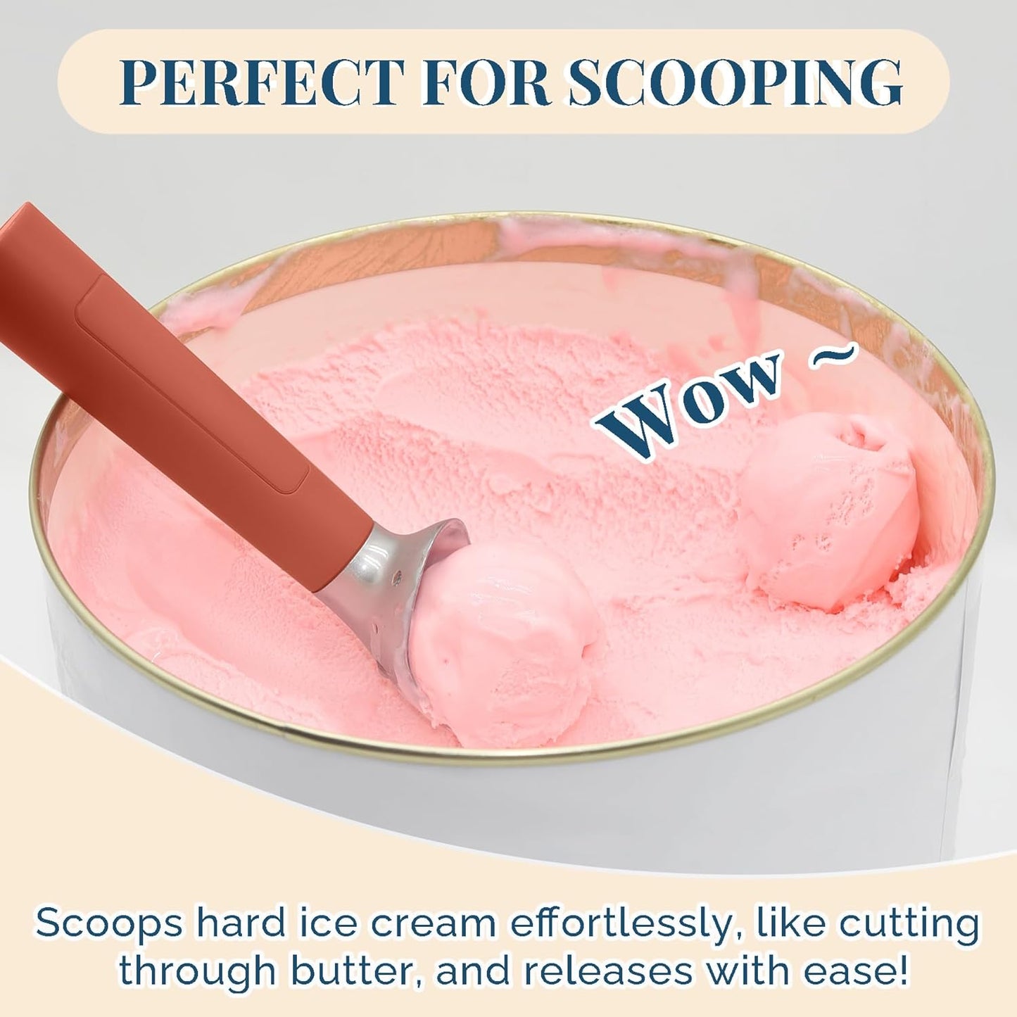 Heated Ice Cream Scoop Rechargeable, Electric Warming Ice Cream Scooper with LED Display, Heats to 158°F for Hard Ice Cream, Easy for Seniors & Kids, IP67 Waterproof (Black, 2 oz)