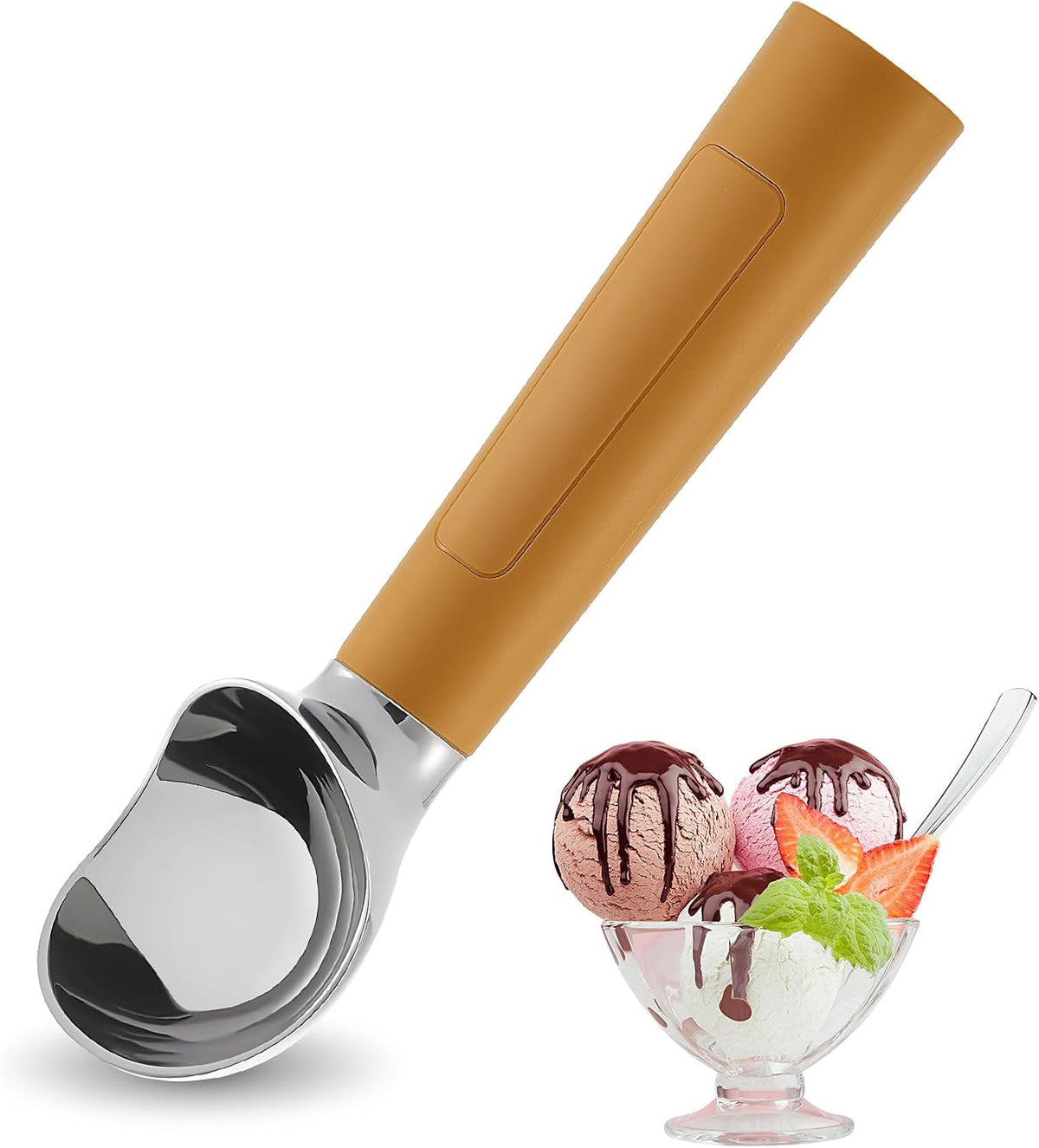 Heated Ice Cream Scoop Rechargeable, Electric Warming Ice Cream Scooper with LED Display, Heats to 158°F for Hard Ice Cream, Easy for Seniors & Kids, IP67 Waterproof (Black, 2 oz)