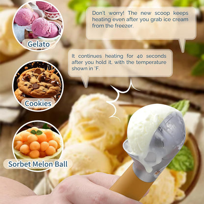 Heated Ice Cream Scoop Rechargeable, Electric Warming Ice Cream Scooper with LED Display, Heats to 158°F for Hard Ice Cream, Easy for Seniors & Kids, IP67 Waterproof (Black, 2 oz)
