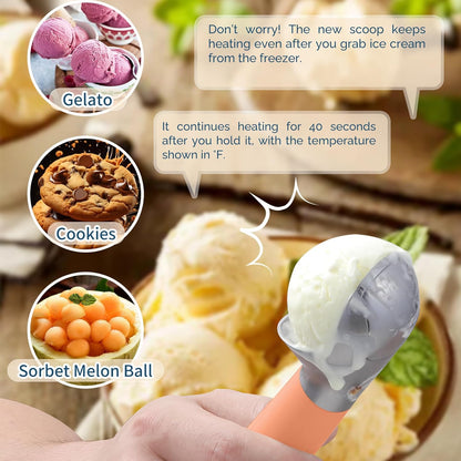 Heated Ice Cream Scoop Rechargeable, Electric Warming Ice Cream Scooper with LED Display, Heats to 158°F for Hard Ice Cream, Easy for Seniors & Kids, IP67 Waterproof (Black, 2 oz)