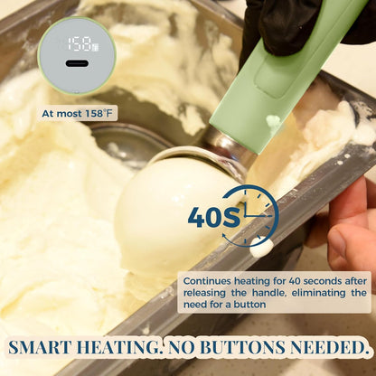 Heated Ice Cream Scoop Rechargeable, Electric Warming Ice Cream Scooper with LED Display, Heats to 158°F for Hard Ice Cream, Easy for Seniors & Kids, IP67 Waterproof (Black, 2 oz)